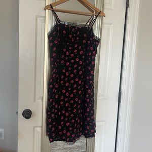 Black floral knee length dress forever 21 size large